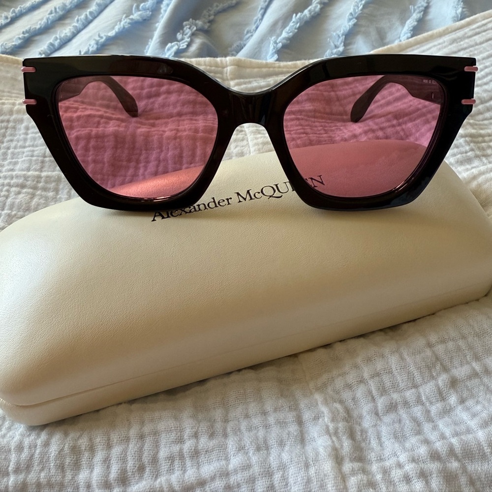 Alexander McQueen AM0398S 003 Sunglasses Women's Black/Red Cat Eye 53mm
